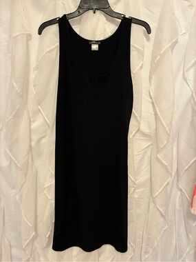 VENUS Black Ribbed Sleeveless Tank Dress